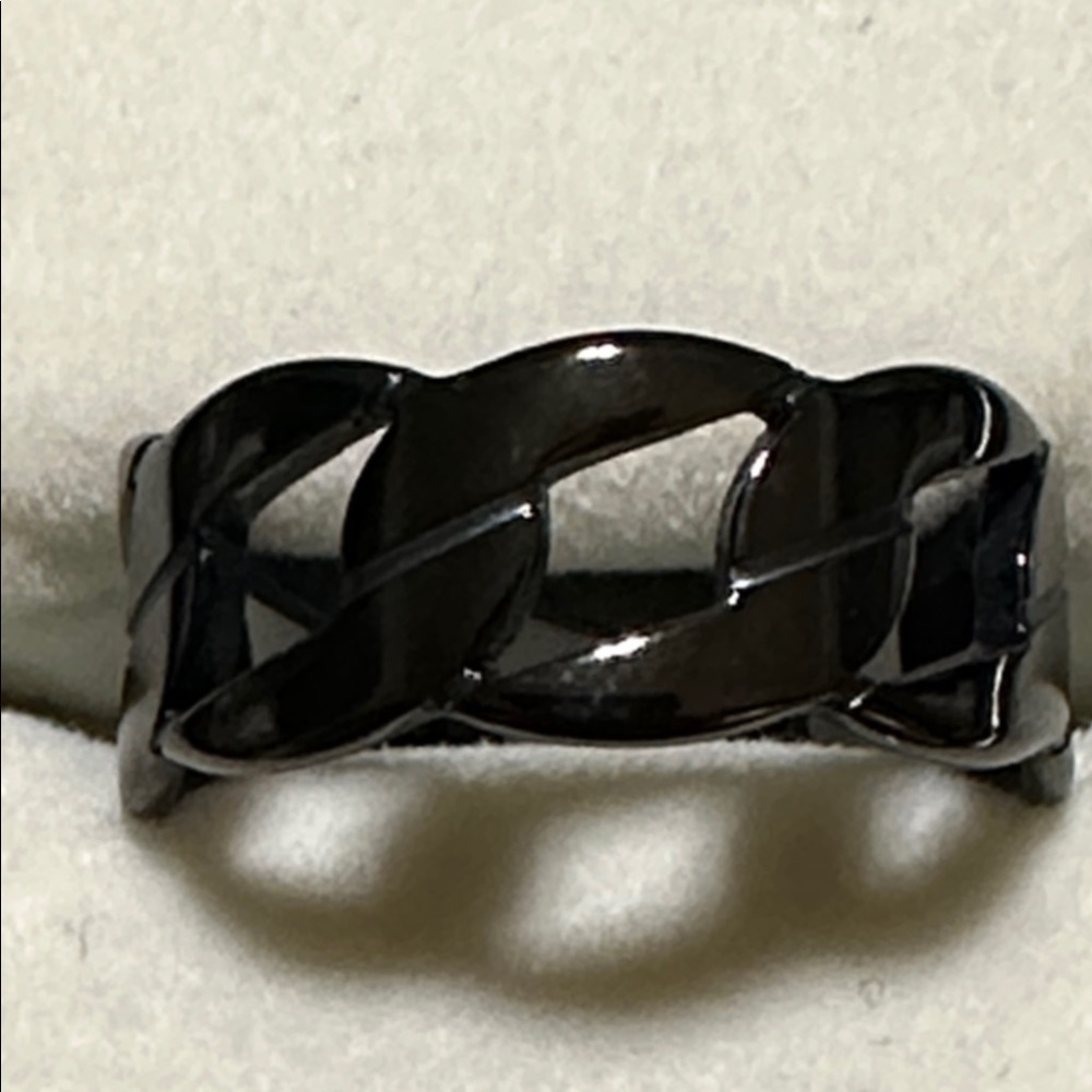 Black Urban Style Chain Link Stainless Steel Ring